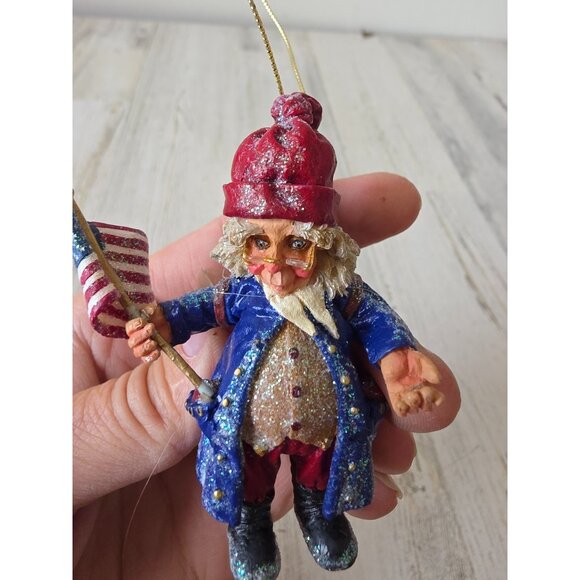 D henderson drolleries plague elf ornament sparkle glitter 4th of July vintage 2 - Picture 7 of 8